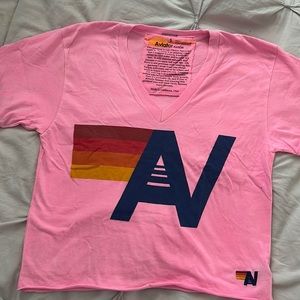 Aviator Nation Hot Pink V-Neck Tee